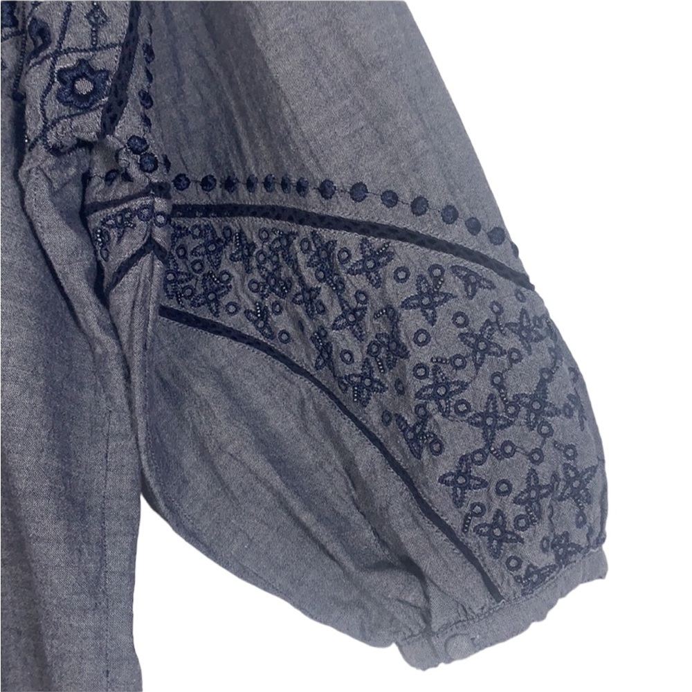 Anthropologie Blue Embroidered Blouse - Picture 6 of 12